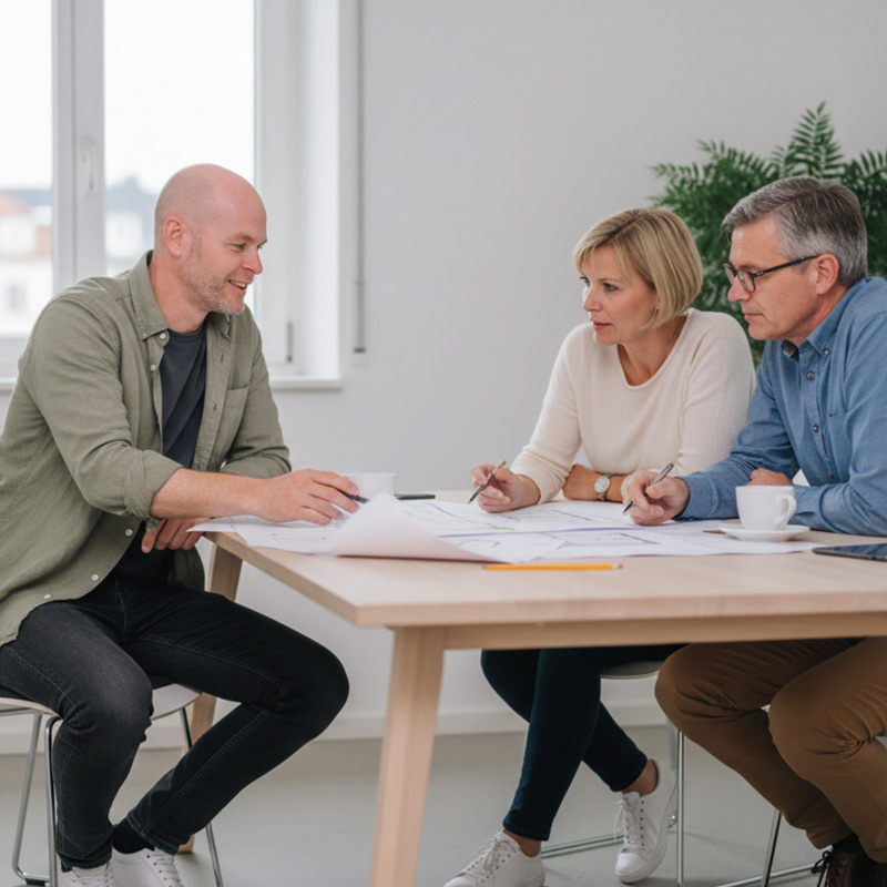 Bauplaner Florian Kloiber im Beratungsgespräch