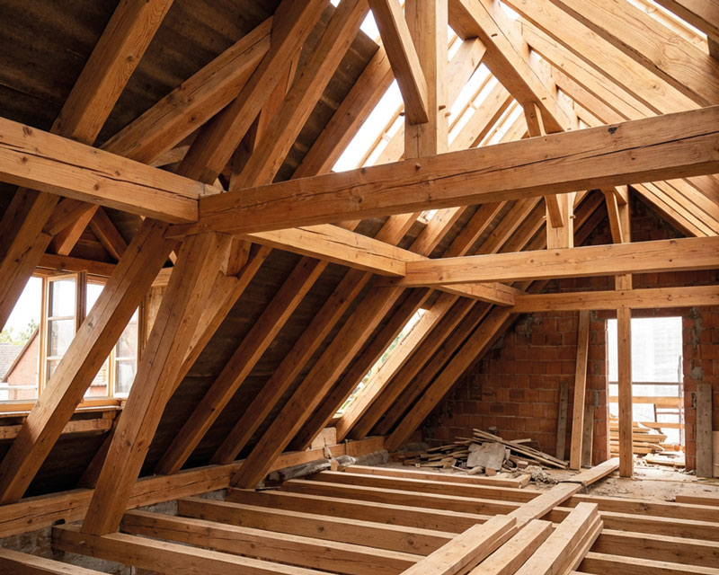 Dachstuhl während Sanierung