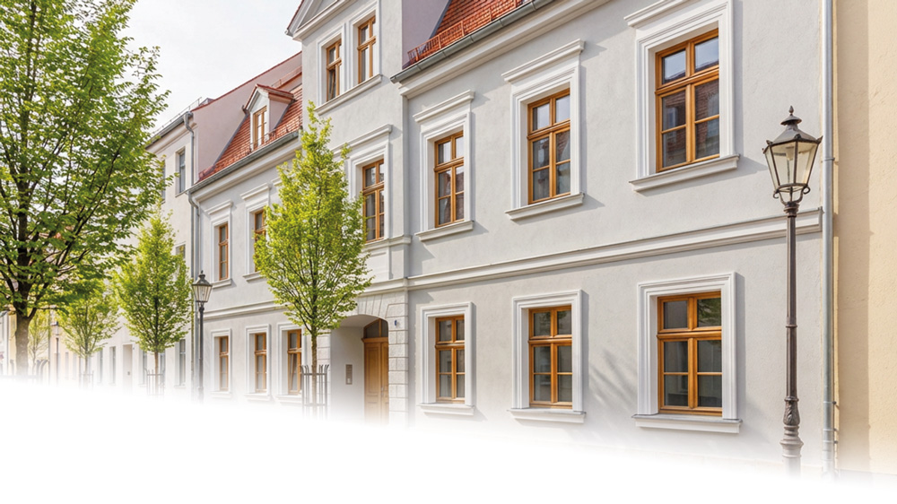 Außenfassade eines sanierten Stadthauses